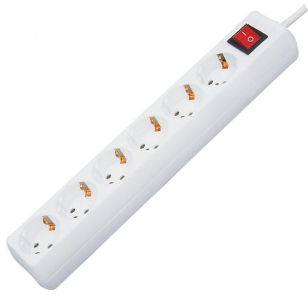  Desktop distributor with switch 6, 5m, 3x1.5, white 0012365100