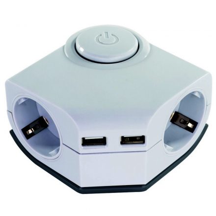 Desktop distributor with switch 2, 1.5m white with 2xUSB charger 0015400103