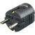  Grounded swinging plug (plastic) with central outlet, black 0142H