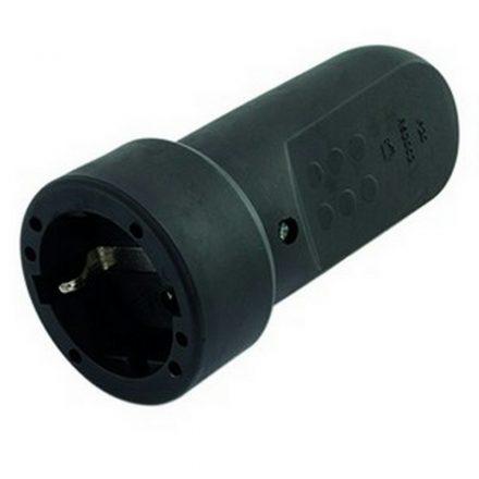  Grounded swing socket (rubber) with central outlet, black 0208H