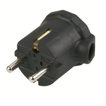  Grounded swinging plug (plastic) with side outlet, black 12055