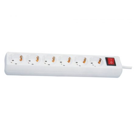  Desktop distributor with 6-way switch, 1.4m, 3x1.5, white 12360