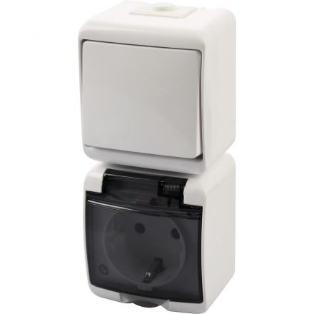  Aquastar Switch+plug, vertical, white IP54 22021