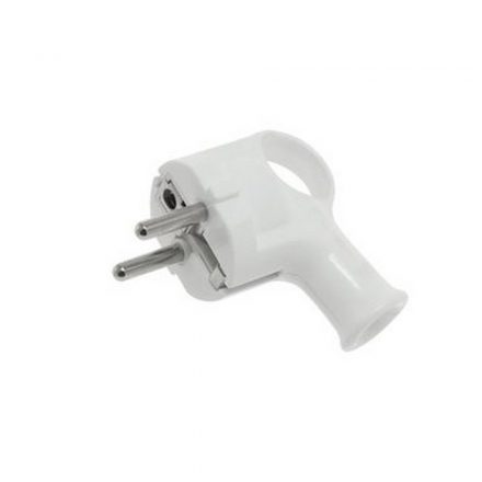 Grounded swinging plug (plastic) with side outlet pull-out tab, white 63075