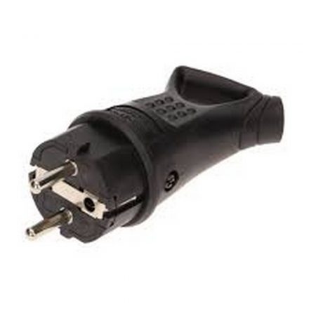  Grounded swinging plug (rubber) with central outlet pull-out tab, black IP44 63079