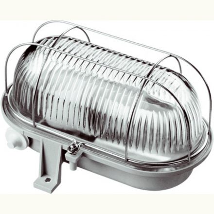  Boat light, oval, metal grid 100W, gray 6910H