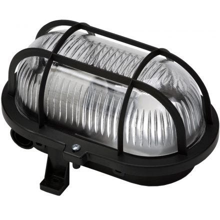  Boat lamp, oval, with plastic grid 60W, black 6914H