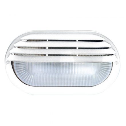  Boat light, oval, semi-covered, with plastic grid, white, 6929H