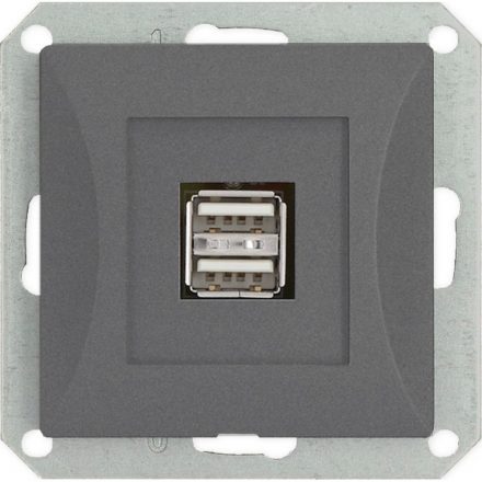  OPAL double USB socket without frame, graphite 8761H