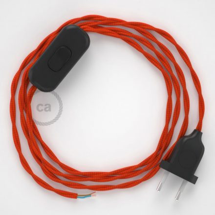  Lamp cord, TM15 orange rayon 1.80 m. Off switch and plug color.