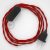  Lamp cord, TM09 red rayon 1.80 m. Off switch and plug color.