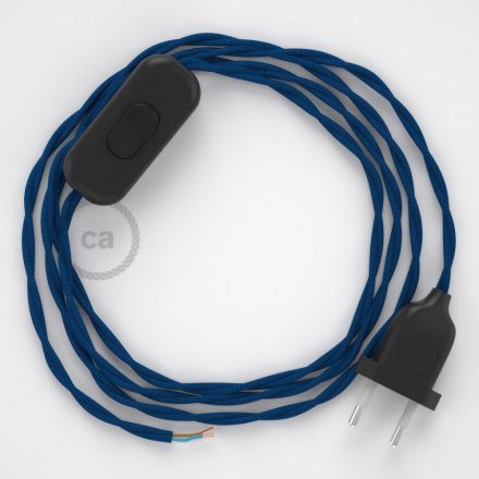  Lamp cord, TM12 blue rayon 1.80 m. Off switch and plug color.