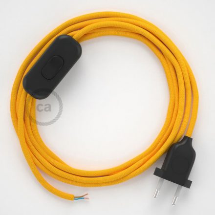  Lamp cord, RM10 yellow rayon 1.80 m. Off switch and plug color.