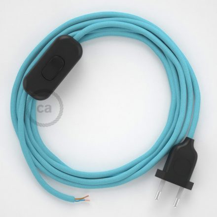  Lamp cord, RM17 baby blue rayon 1.80 m. Off switch and plug color.