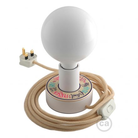  Posaluce MINI-UFO double sided Pemberley Pond wood with fabric covered cable, switch and UK plug