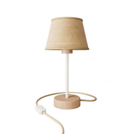  Wooden table lamp Impero with lampshade - Alzaluce wood with UK plug