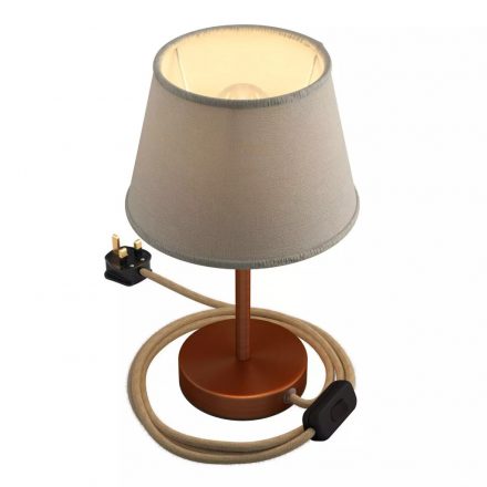  Alzaluce Impero with lampshade, metal table lamp with English plug, cable and switch