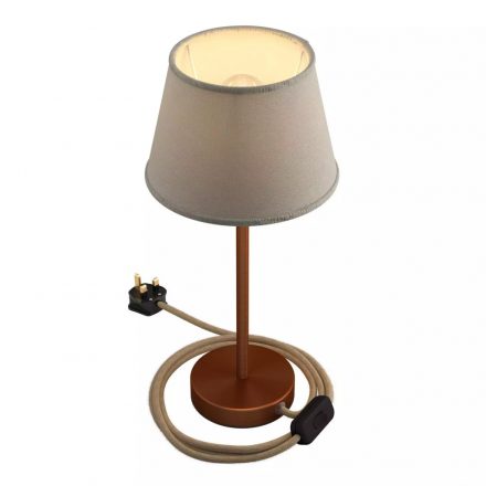  Alzaluce Impero with lampshade, metal table lamp with English plug, cable and switch