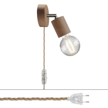  Spostaluce lamp with adjustable wooden hinge, two-pole connector