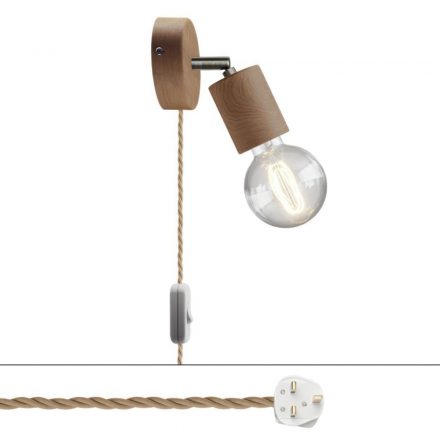  Postaluce lamp with adjustable wooden hinge, British plug