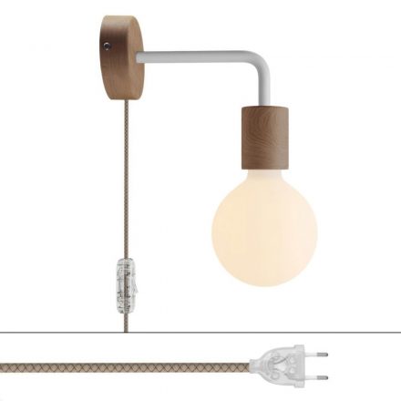  Spostaluce wooden lamp with curved arm and two-pole connector