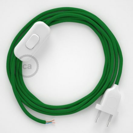  Lamp cable, RM06 green rayon 1.80 m. Off switch and plug color.