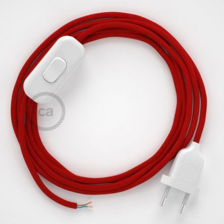  Lamp cable, RM09 red rayon 1.80 m. Off switch and plug color.