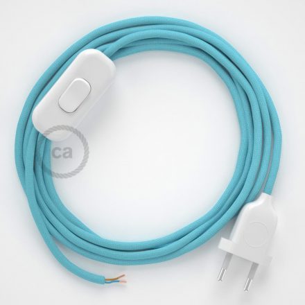  Lamp cable, RM17 baby blue rayon 1.80 m. Off switch and plug color.