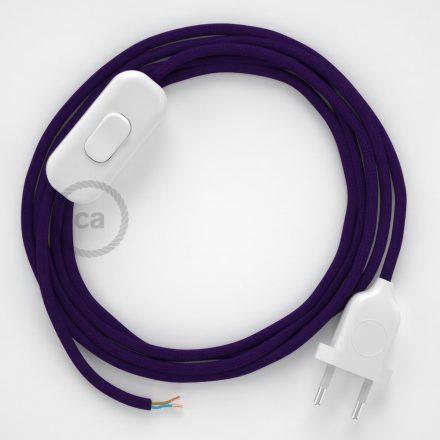 Lamp cable, RM14 purple rayon 1.80 m. Off switch and plug color.