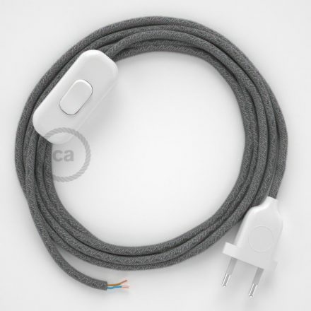  Lamp cable, RN02 gray linen 1.80 m. Off switch and plug color.