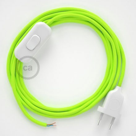  Lamp cable, RF10 neon yellow rayon 1.80 m. Off switch and plug color.