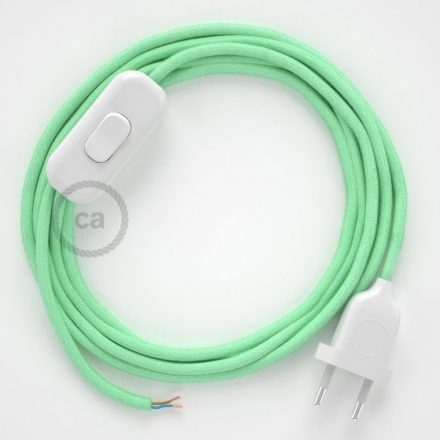  Lamp cable, RC34 milk and mint cotton 1.80 m. Off switch and plug color.