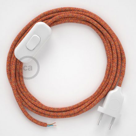  Lamp cable, RX07 Indian summer cotton 1.80 m. Off switch and plug color.