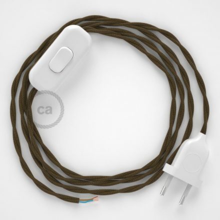  Lamp cable, TC13 brown cotton 1.80 m. Off switch and plug color.