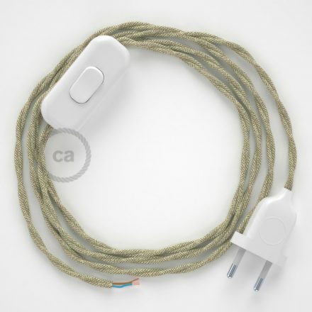  Lamp cable, TN01 neutral natural linen 1.80 m. Off switch and plug color.