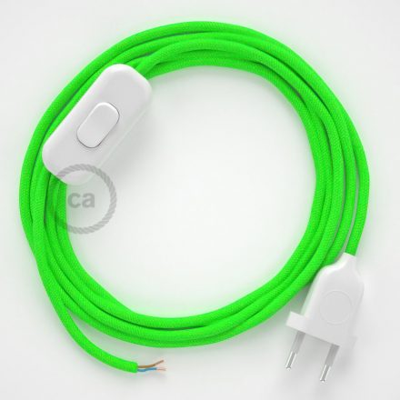  Lamp cable, RF06 neon green rayon 1.80 m. Off switch and plug color.