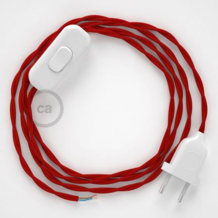  Lamp cable, TM09 red rayon 1.80 m. Off switch and plug color.