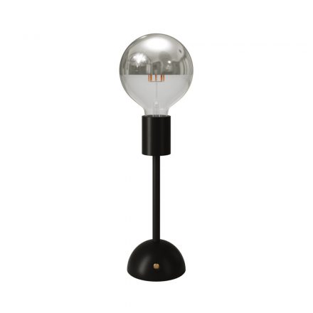 Portable and rechargeable Cabless02 lamp with silver hemispherical bulb