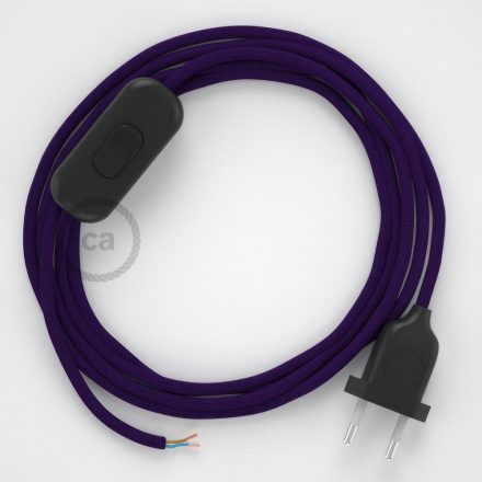 Lamp cable, RM14 purple rayon 1.80 m. Off switch and plug color.