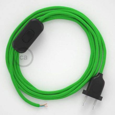  Lamp cable, RM18 lime green rayon 1.80 m. Off switch and plug color.