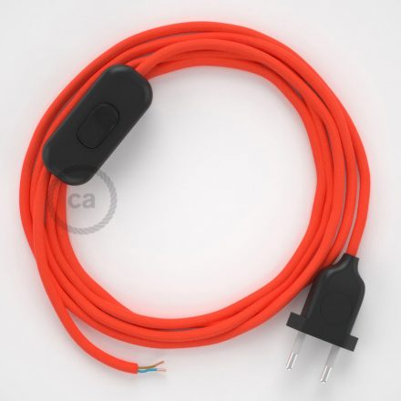  Lamp cable, RF15 neon orange rayon 1.80 m. Off switch and plug color.