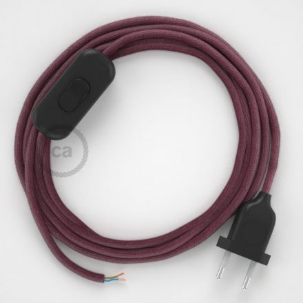  Lamp cable, RC32 burgundy cotton 1.80 m. Off switch and plug color.