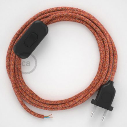  Lamp cable, RX07 Indian summer cotton 1.80 m. Off switch and plug color.