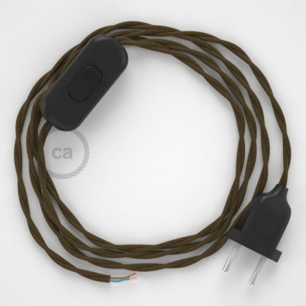  Lamp cable, TC13 brown cotton 1.80 m. Off switch and plug color.