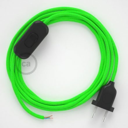  Lamp cable, RF06 neon green rayon 1.80 m. Off switch and plug color.