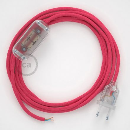  Lamp wiring, RM08 fuchsia artificial silk 1.80 m. Choose the color of the switch and connector.