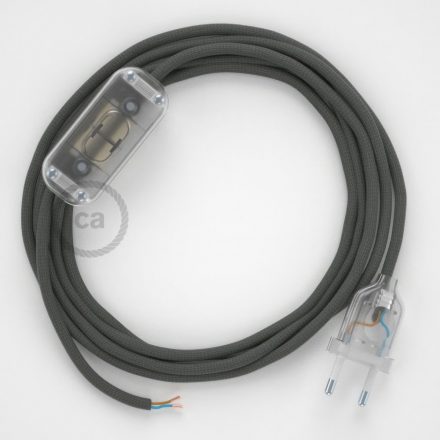  Lamp wiring, RM03 Gray Rayon 1.80 m. Choose the color of the switch and connector.