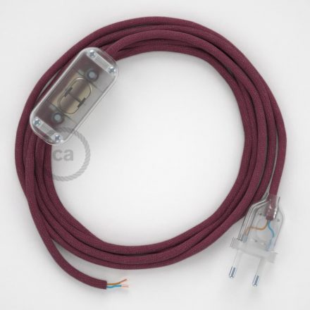  Lamp wiring, RC32 Burgundy Cotton 1.80 m. Choose the color of the switch and connector.