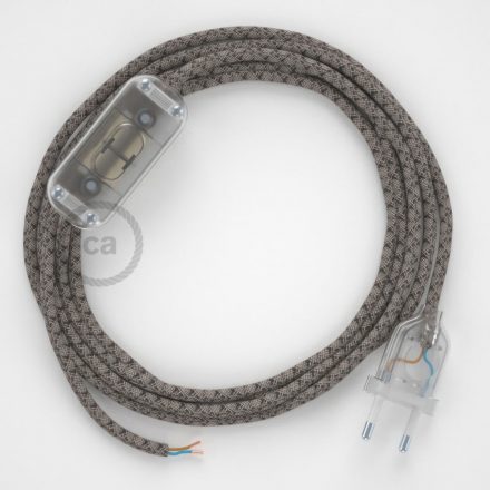  Lamp wiring, RD64 anthracite diamond cotton and natural linen 1.80 m. Choose the color of the switch and connector.