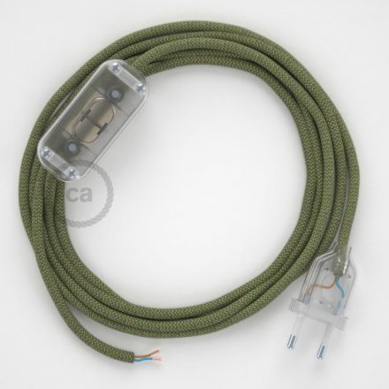  Lamp cords, RD72 Thyme Green Stripes cotton and natural linen 1.80 m. Choose the color of the switch and connector.